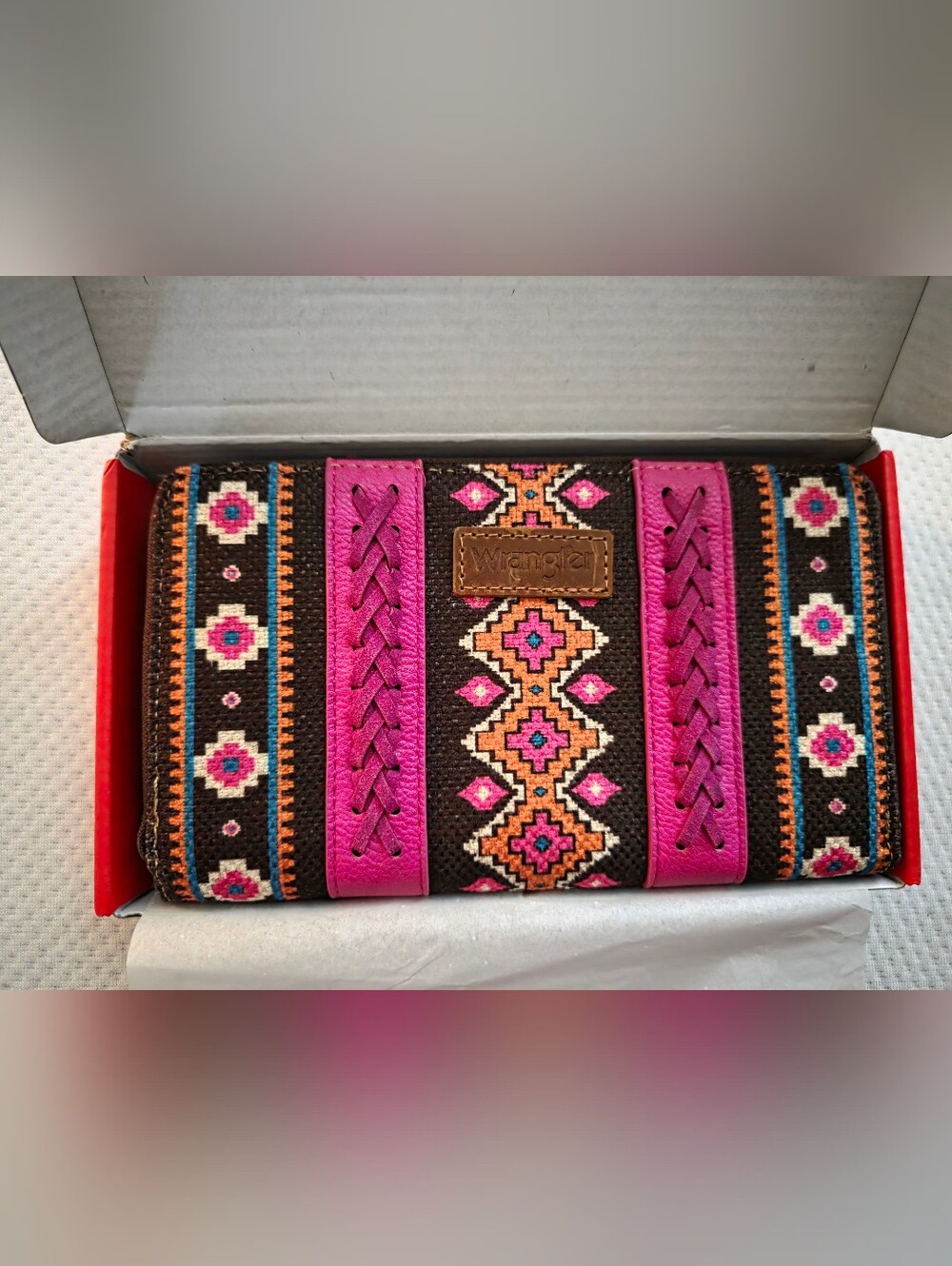 Wrangler Pink and Brown Embroidered Women's Wallet